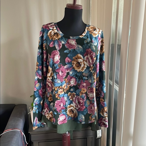 Wallpapher Tops - Wallpapher Vibrant Floral Print Long Sleeve Top